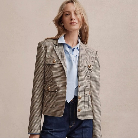 Loft Plaid Blazer with Gold Accents M - Picture 2 of 7